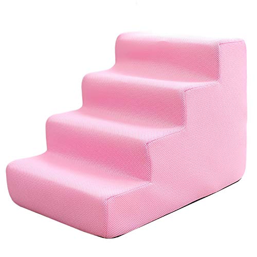 Escalera para Mascotas Peldaños / escaleras de esponja rosa para mascotas - 2/3/4 peldaños, Rampa para mascotas antideslizante súper liviana para camas altas, ideal para mascotas pequeñas y grandes, h