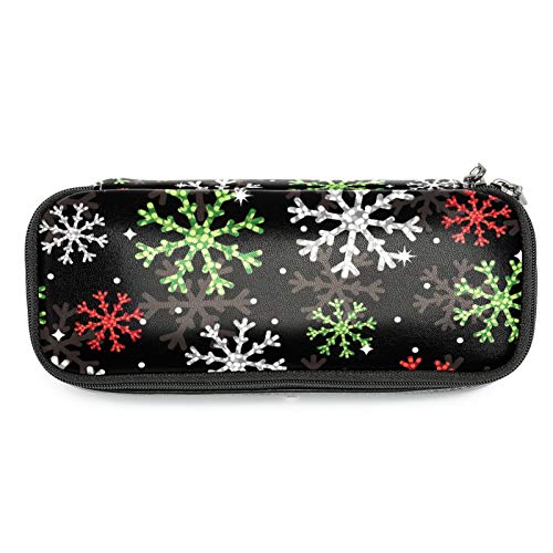 Estuche de piel para lápices de copo de nieve de Navidad, duradero, organizador de bolígrafos para estudiantes escolares