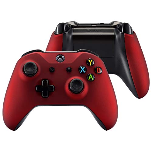 eXtremeRate Carcasa para Xbox One Funda Delantera Agarre Izquierdo Derecho Protectora de la Placa Tacto Suave Cubierta Antideslizante Asa Mango para Mando Controlador de Xbox One S/X(Model 1708) Rojo