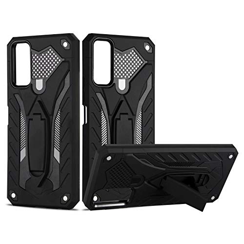 FINEONE Funda para Vivo Y20/Y20i/Y20s Fundas con Soporte, Doble Capa 2 en 1 PC Rígida Soft TPU Carcasa Resistente a Los Golpes, Negro