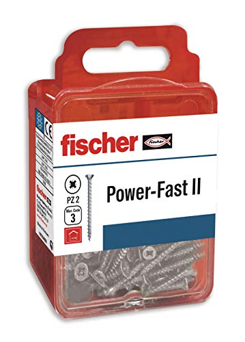 fischer-Tornillos FPF II, Caja de tornillos para madera, Rosca parcial de 6,0X70, Cincados; Blister de 8 unidades