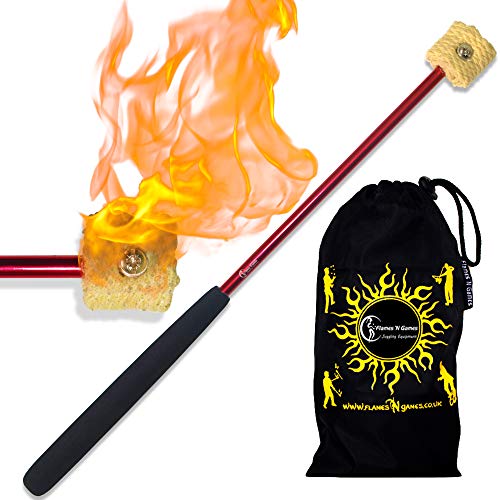 Flames 'N Games - Varita de comedor de fuego, mecha de Kevlar de calidad para el consumo de fuego, incluye bolsa de viaje