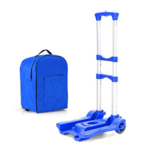 FLM Carrito de Aluminio Plegable Resistente con Bolsa - Carretilla de Transporte con Ruedas de PU Capacidad de Carga Hasta 50 KG,Azul