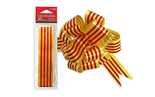 FLOJIM 6 Lazos Automáticos Bandera Catalana para Regalo, Navidad, Decoración, Bodas, Flores - 30 Mm Ancho