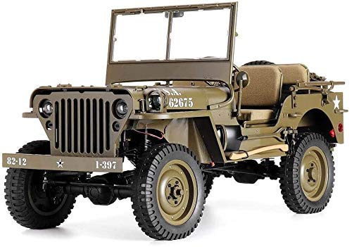 FMOGE Coche Eléctrico Teledirigido RC 1/6 Jeep Willys 1941 MB Scaler Model Car Climbing