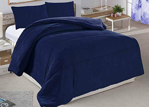 Forentex Edredon Cama 150/160 600G Borreguillo Microseda Extra Suave Con Fundas Almohada 70(L3068), Azul, 250X260Cm, 3