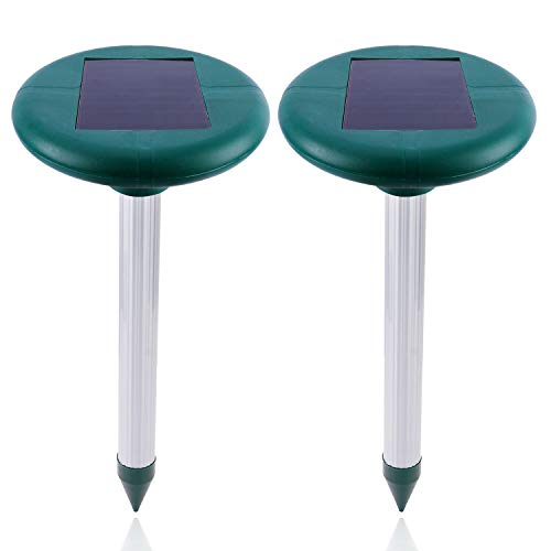 FORMIZON Repelente Solar Ultrasónico, 2 Piezas Ahuyentador de Topos Solar, Repele los Ratones Topos y Las Ratas Roedor, Repelente de Topo para Aire Libre Césped Jardín