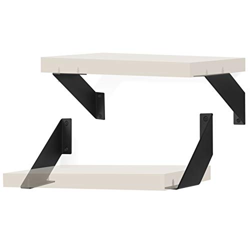 FOYO Soportes para estantes resistentes, Soportes para estantes, Estantes de pared, Estante de metal negro,15,2cm, 4 piezas