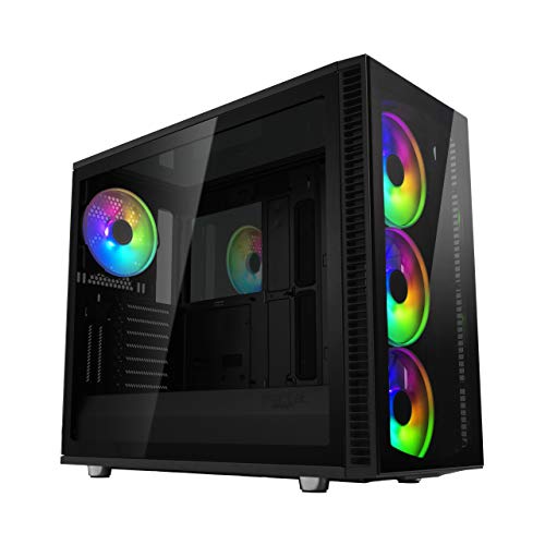 Fractal Design Define S2 Vision RGB- Mid Tower Computer Case - High Airflow and Silent - PSU Shroud - Modular Interior - Water-Cooling Ready - USB Type C - Dark Tint Tempered Glass Side Panel - ARGB