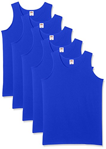 Fruit of the Loom, Camiseta de Tirantes para Hombre (Pack de 5), Azul (Royal Blue), Large