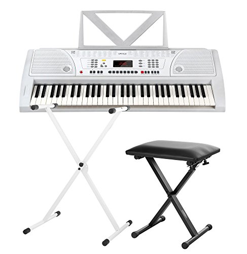 FunKey 61 Plus Keyboard blanco, set. incl. soporte para teclado + banqueta