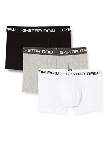 G-STAR RAW Classic Trunk Boxers, Multicolor (black/grey htr/white), L (Pack de 3) para Hombre