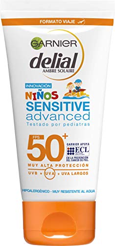 Garnier Niños Sensitive Advanced - Protector Solar para Pieles Claras, Sensibles e Intolerantes al Sol, IP50+ - 50 ml (Formato Viaje)