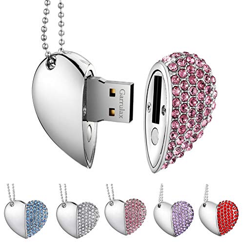 Garrulax Memoria USB, Pendive USB 2.0, Premium Impermeable Heart Diamantes 8GB / 16GB / 32GB Alta Velocidad Pen Drive Memory Stick Flash Drive Memorias