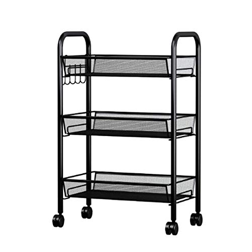 GBAO Carro De Almacenamiento De Cocina De 3 Niveles con Asa Carro Rodante, Ruedas De 360 ​​° Estante Multiusos para Oficina, Garaje, Baño, Servicio Móvil - 45x27x63CM