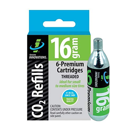 Genuine Innovations Cartridge Grams Pieces (Pack Box) G2153, Cartuchos Bicicletas, de Rosca, g, Paquete de 6 Unidades, Innovations CO2 Gewindepatrone 16 gram Threaded Co2 (6), 2153, (6 Pack)