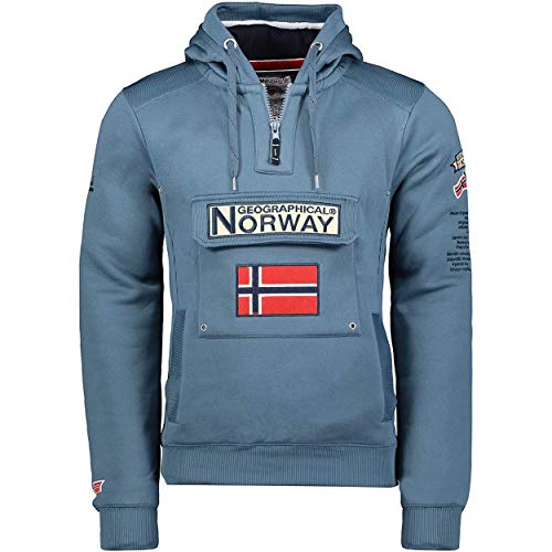 Geographical Norway Gymclass - Sudadera con Capucha para Hombre (XXXL, Bleu Pétrole)