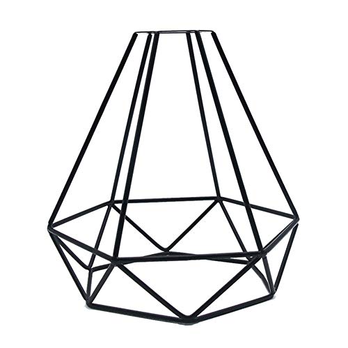 Geométrico Colgante Metal Lámpara Protector Retro Techo Sombra Ligera Hierro Jaula Vintage Pantalla de Industrial Acero Negro Bombilla Abrazadera, Decoración Iluminación