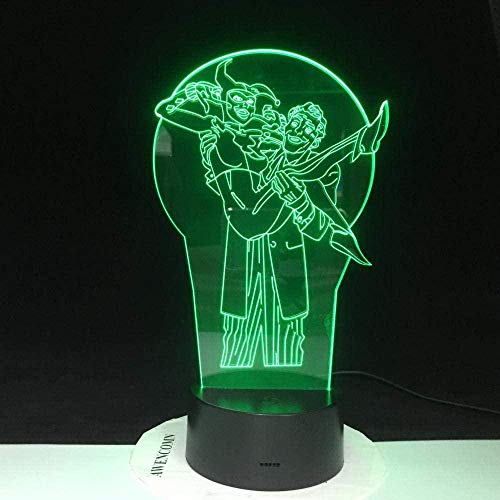 giyiohok Lámpara de ilusión 3D Luz de noche Led Dc Joker y Harley Quinn Lámpara de escritorio 7 Cambio de color USB Novedad Juguete Niños Regalo Decoración