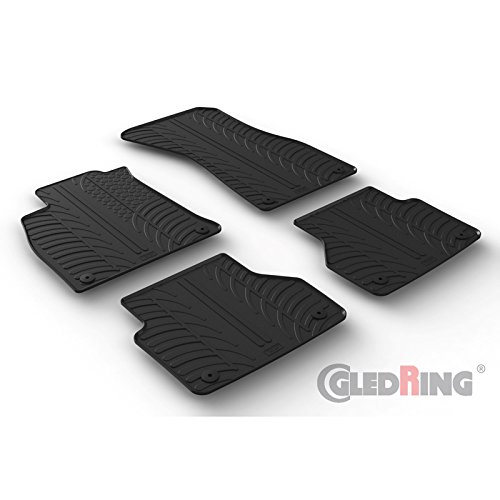 Gledring 0704 Alfombrillas de Goma Compatible con Audi A6 & A7 5/2018- (Perfil T 4-Partes + Clips de Montaje), Negro