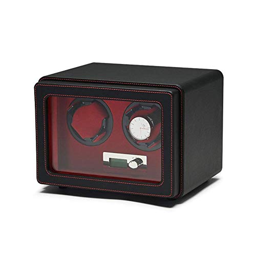 GLXLSBZ Caja de Relojes automática, enrollador de Reloj LCD MDF Cuero Resistente al Desgaste Relojes mecánicos Inteligentes Estuche de Almacenamiento con rotación - Hecho a Mano (Tamaño: A)