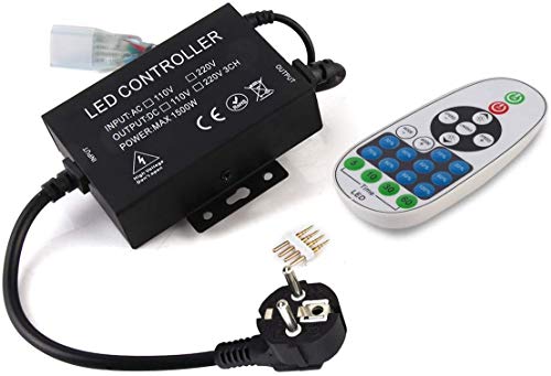 GreenSun - Controlador RF para tira LED, mando a distancia de 23 botones, control remoto de 220 V, 1500 W, fuente de alimentación para tiras de luz