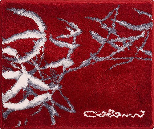 Grund Alfombra de Baño de Diseño COLANI, Ultra Suave y Absorbente, Antideslizante, 5 Años de Garantía, Colani 23, Pequeña Alfombra 50x60 cm, Rojo