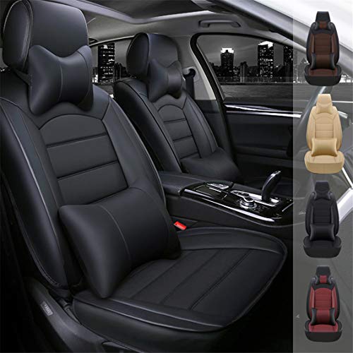 Handao-US Cubiertas de Cuero Asiento de Coche,para Volkswagen Atlas Jetta Bora Polo Golf CC Toureg Variant Negro Cuero de PU Impermeable Cómoda Cubiertas de Asiento