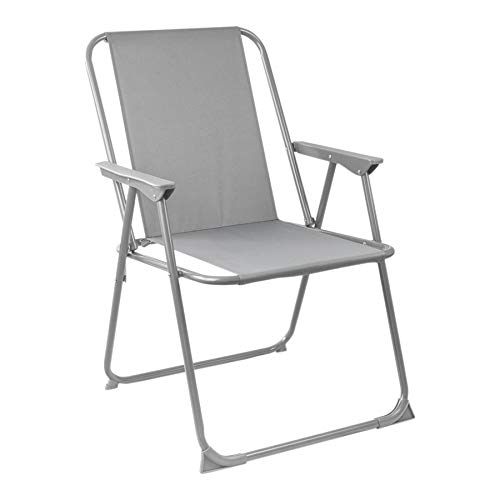 Harbour Housewares Silla Plegable con reposabrazos - Ideal para Playa, jardín o acampadas - Metal - Gris - Pack de 2