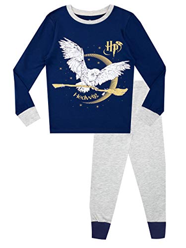 HARRY POTTER Pijamas de Manga Larga para niñas Hedwig Ajuste Ceñido Azul 10-11 Años