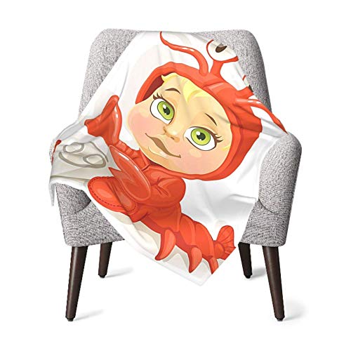 Hdadwy Manta doble para bebé Colcha para bebé Decoraciones de astrología Divertido signo de cáncer de bebé con garras y cuatro ojos Joy Kids Happiness On Stars Decoración Manta roja para bebé, Manta c