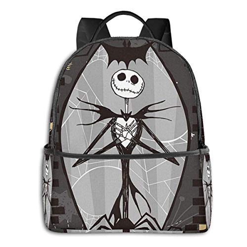 Hdadwy Mochila Escolar clásica Pesadilla Antes de Navidad Jack y Sally Skeleton Mochila universitaria Unisex Mochila de Viaje Negro