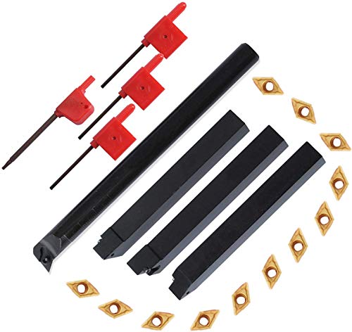 Herramienta de Torneado 18pcs, CCMT09T304 Inserto de Carburo Multifuncional con Cuchillas de Torno Metal y Llave Poweka para Operaciones de Semi-finitura y Acabado