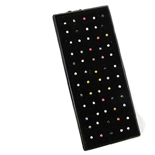 Hiinice 60pcs Anillos En La Nariz Nariz Anillos Varillas Roscadas De Acero Inoxidable Quirúrgico del Rhinestone De La Gema Piercing Joyeria- Multicolor Accesorios De Moda