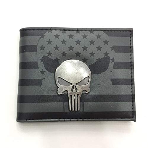 Hombre Mujer 3D HD Anime PatróN Carteras Cortas Monedero Plegable Delgado De Cuero PU, Bloqueo RFID, Ventana De IdentificacióN, Ranuras para Tarjetas De CréDito, Wallets Punisher