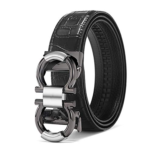 Hombres's Cow Cinturones,regalo Cinturones Trinquete Hollow Out Hebilla Automática 34mm Ancho Correa Para Casual Negocio B 115cm(45in)