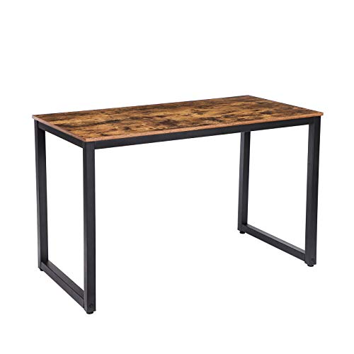 HOOBRO Escritorio, Mesa de Ordenador, Mesa de Estudio Industrial, para Oficina Casa, Mesa de Juego Estable, Marco de Metal Resistente, Fácil de Montar, Marrón Rústico y Negro EBF58DN01