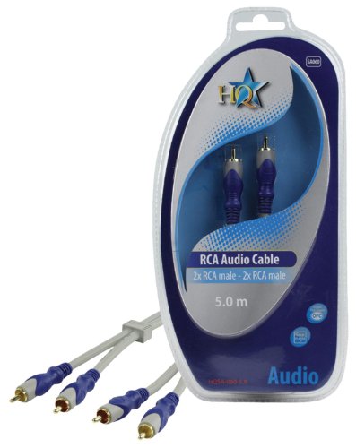 HQ 2X RCA/2x RCA, 5m Cable de Audio 2 x RCA Azul, Gris - Cables de Audio (5m, 2 x RCA, 2 x RCA, 5 m, Azul, Gris)