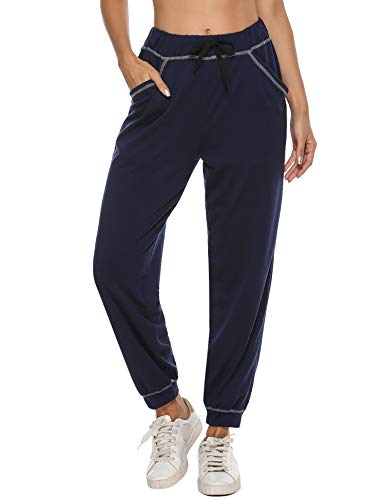 iClosam Pantalones Chandal Mujer Casuals Rayas AlgodóN De Deportivos Jogger Pantalon con Lazos Decorativos