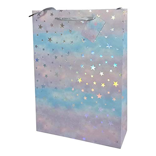 Idena 31466-Bolsa Estrellas, tamaño 34 x 25 x 8 cm, Navidad, Paquete de Regalo (31466)