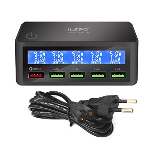 iLepo - Cargador USB de 50 W para fuente de alimentación USB con tecnología Smart Device Adaptive Fast Charging