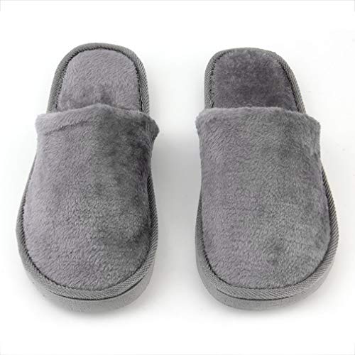 JIE Felpa Interior Hogar Mujeres Hombres Zapatos Antideslizantes Suave y cálido Algodón Zapatillas silenciosas Gris 42-43