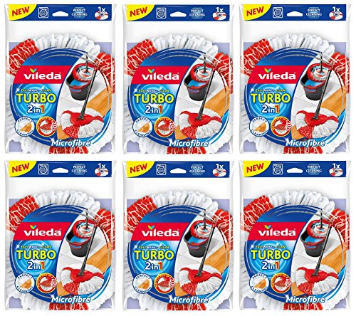 Juego de 6 Vileda Turbo 2 in1 Easy Wring & Clean; 6 cabezales de repuesto