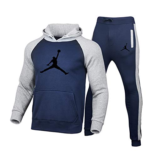 Juego de chándal para hombre, 23 # de baloncesto para correr, sudaderas con capucha de manga larga, transpirable y cómodo, color azul 2-S