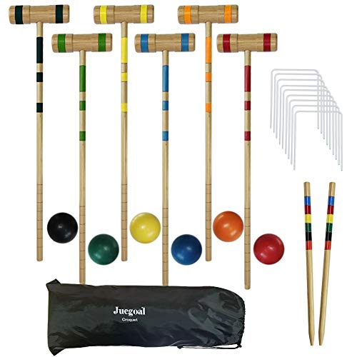 Juegoal Upgrade Seis jugadores Croquet Set para adultos niños familia con bolsa de transporte, 32 pulgadas