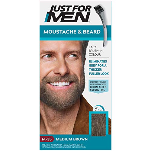 Just For Men - Tinte de barba y bigote para hombre, color marrón medio (M35), 1/ paquete