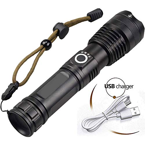 J&X Alta Potencia 900000Lumens Xhp50 Zoom Linterna LED Recargable de la antorcha del Faro Negro