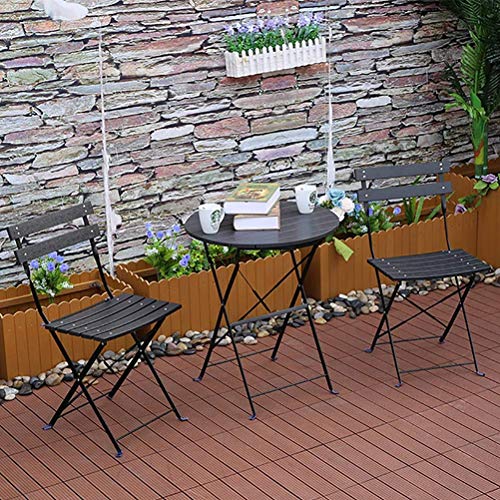 kaige Madera Muebles de jardín Conjuntos de 2 plazas - Conjunto Plegable Bistro Madera - La Lluvia y la corrosión Balcón Tabla Juego de sillas WKY (Color : Black)