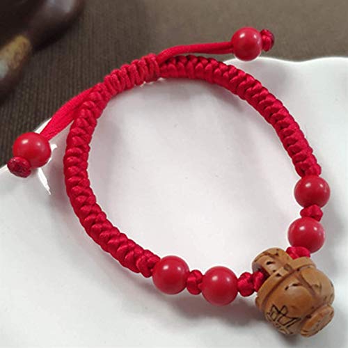 KEEBON Pulsera afortunada Cesta de Pesca Pulsera roja Pulsera Trenzada Tela de Mano Película-niño Pulsera Ajustable Atraer Wealth Amulet Ward Off Maligno Spirits, Adulto (Talla : Adult)