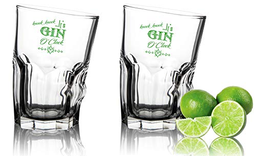 Knock It's Gin o' Clock - Juego de 2 vasos de ginebra (35 cl)